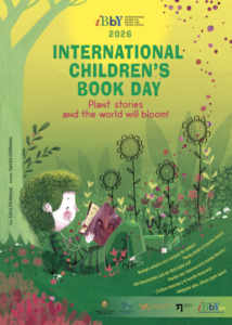 Kansainvälisen lastenkirjapäivän vuoden 2026 juliste.