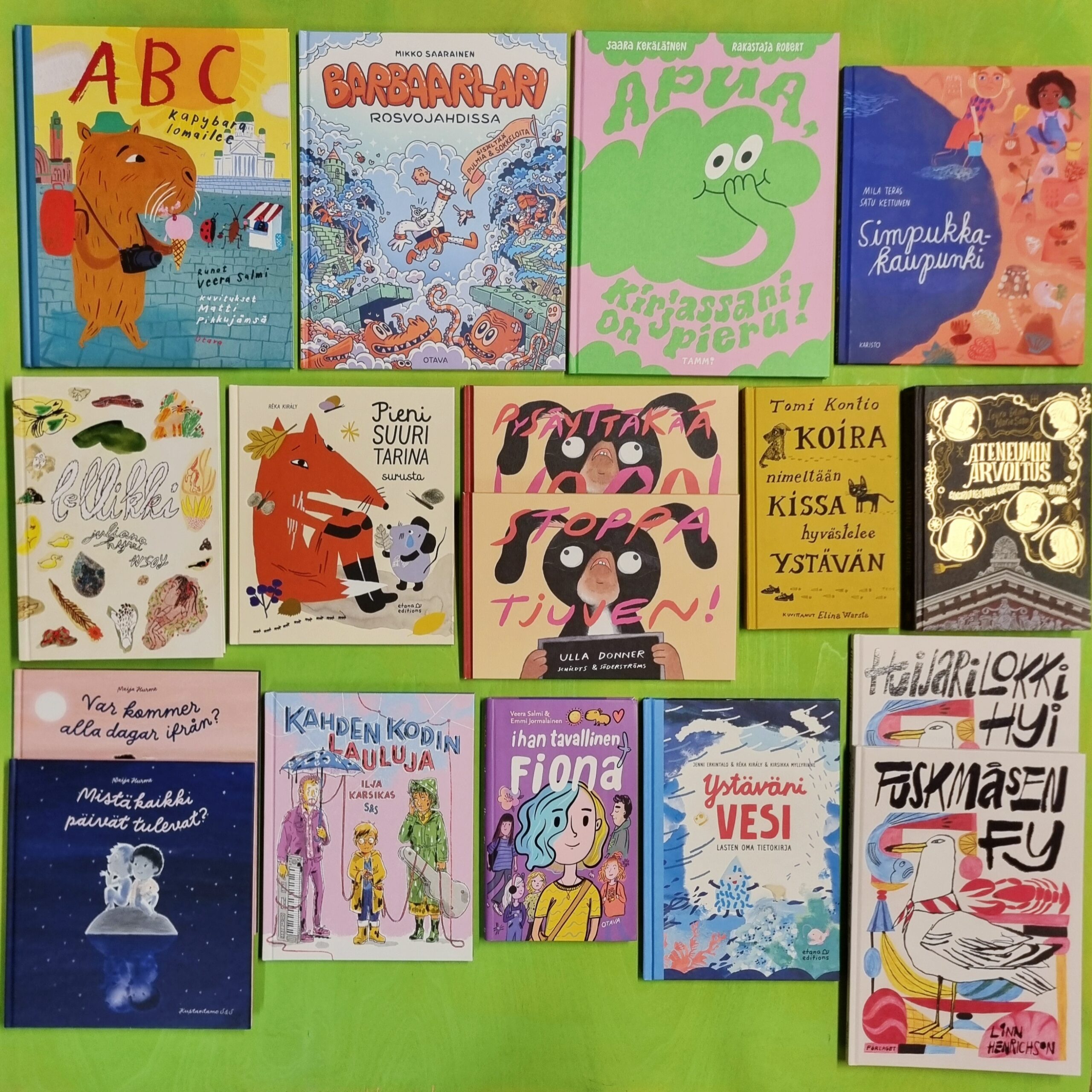 Vuoden 2025 kauneimmat kirjat -kilpailun finalistikirjoja.